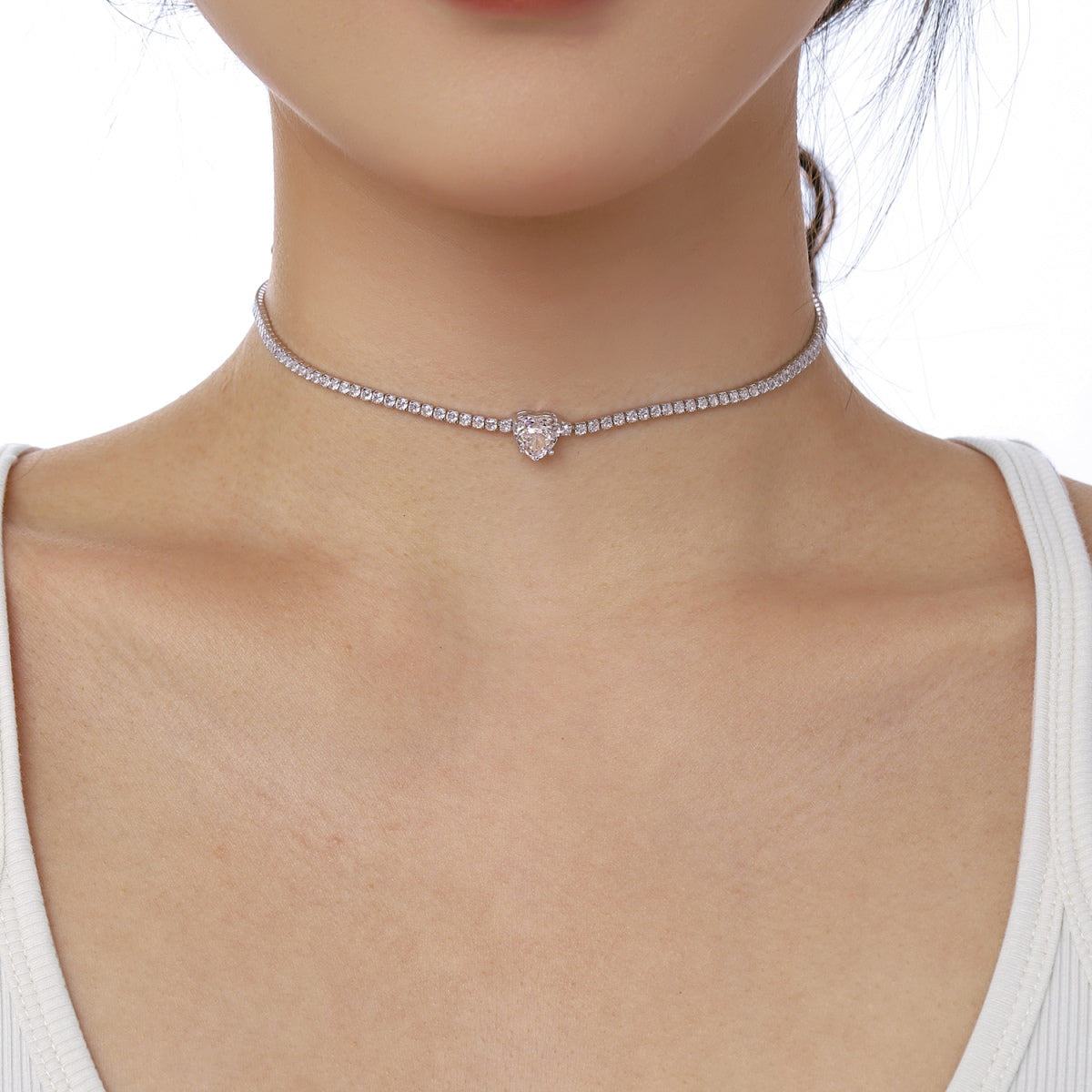 [ELAN LUXE]2.0 Carat Sparkling Tennis Heart Cut Necklace