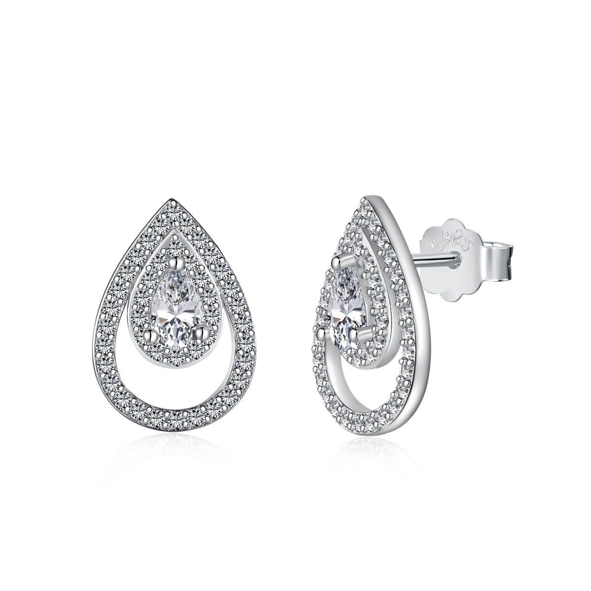 [ELAN LUXE]Sparkling Delicate Water Drop Shape Daily Earrings