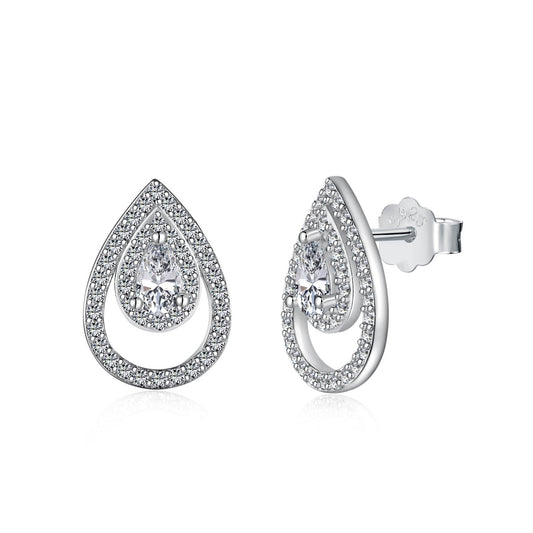 [ELAN LUXE]Sparkling Delicate Water Drop Shape Daily Earrings