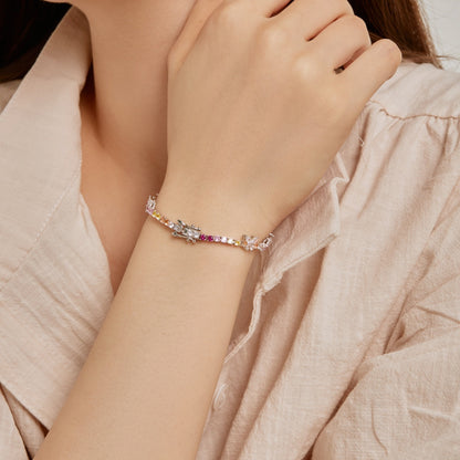[ELAN LUXE]Ornate Colorful Butterfly Shape Round Cut Daily Bracelet