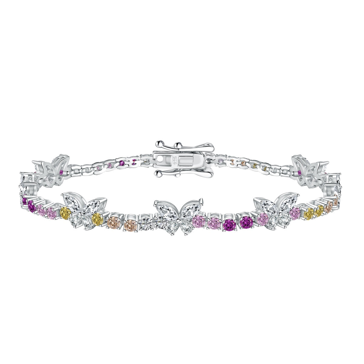 [ELAN LUXE]Ornate Colorful Butterfly Shape Round Cut Daily Bracelet
