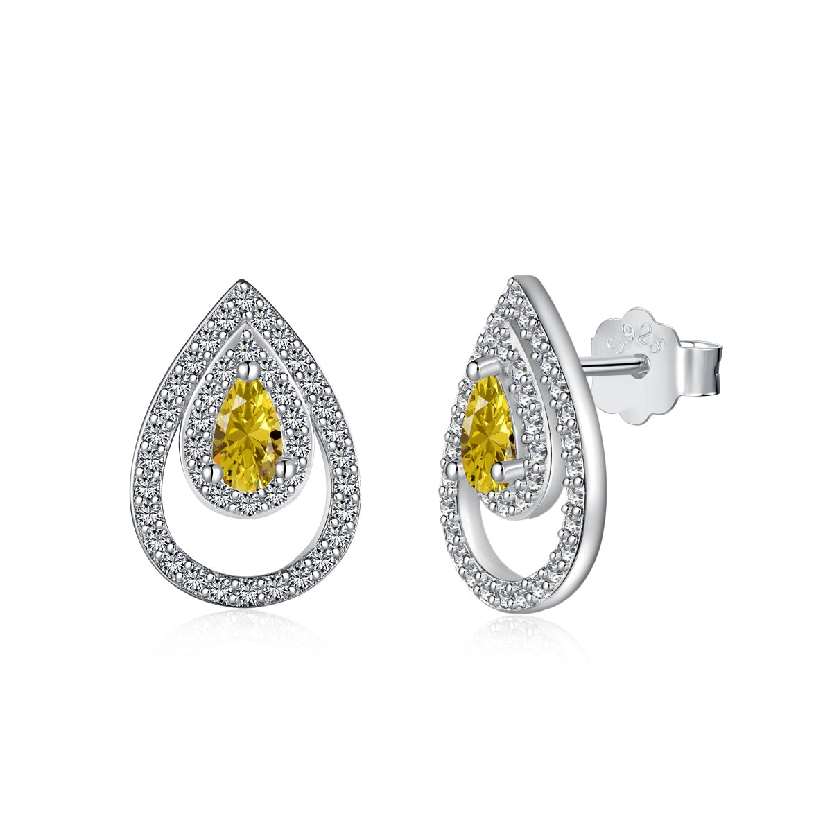 [ELAN LUXE]Sparkling Delicate Water Drop Shape Daily Earrings