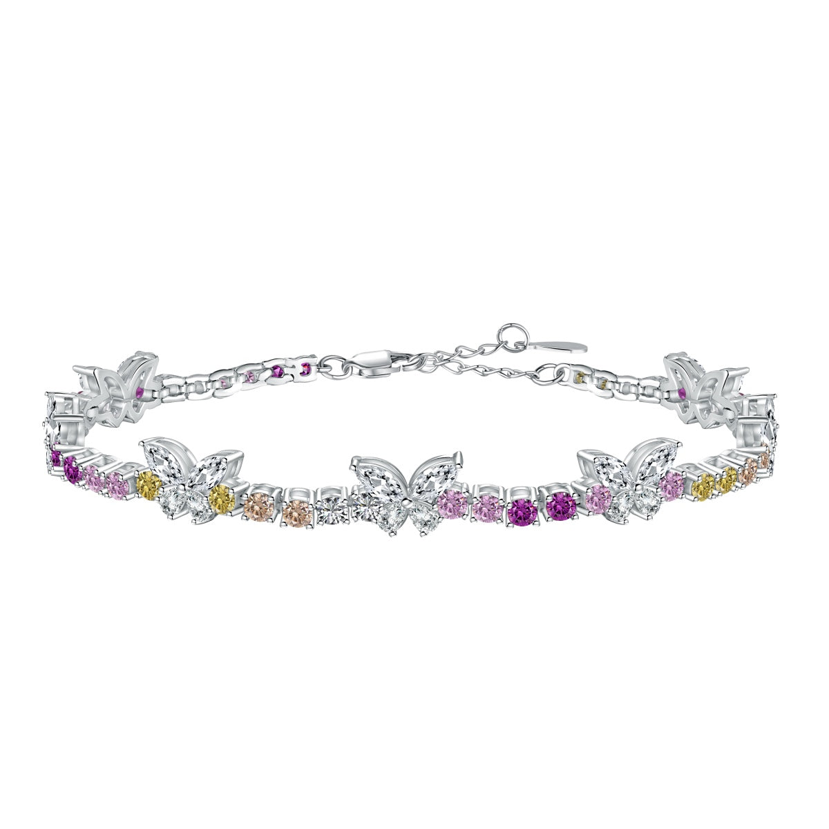 [ELAN LUXE]Ornate Colorful Butterfly Shape Round Cut Daily Bracelet
