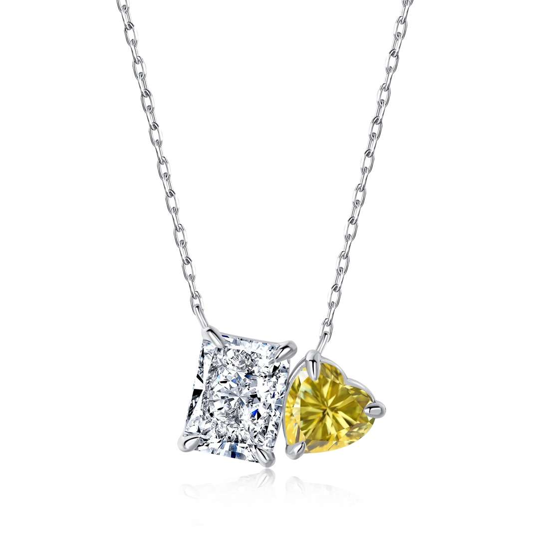 [ELAN LUXE]Dazzling Square & Heart Shape Necklace