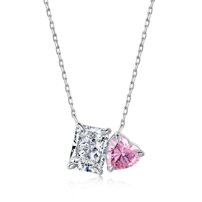[ELAN LUXE]Dazzling Square & Heart Shape Necklace