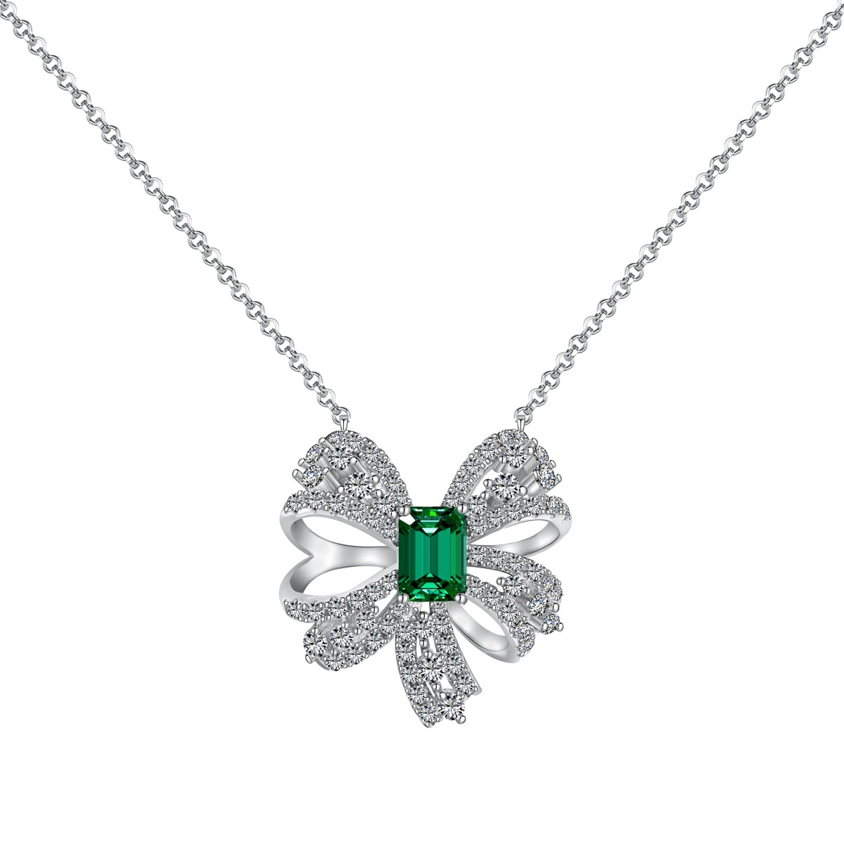 [ELAN LUXE]Luxurious Flower Shape Emerald Cut Necklace