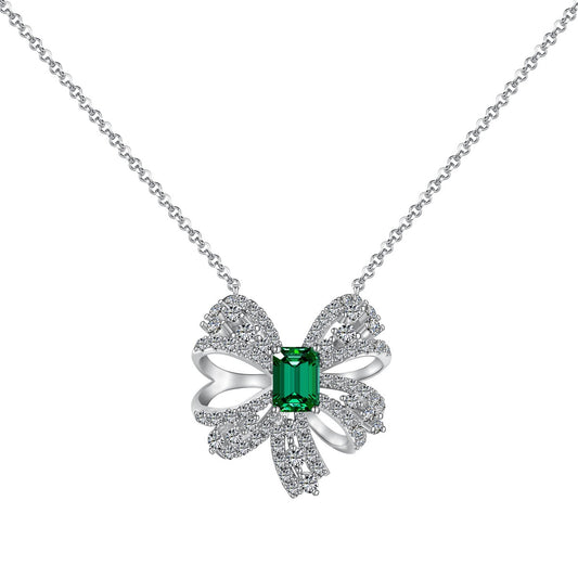[ELAN LUXE]Luxurious Flower Shape Emerald Cut Necklace