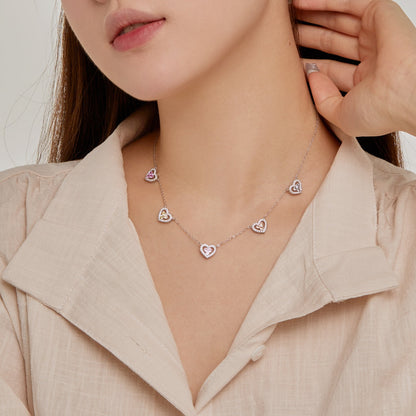 [ELAN LUXE]Sparkling Five Heart Necklace
