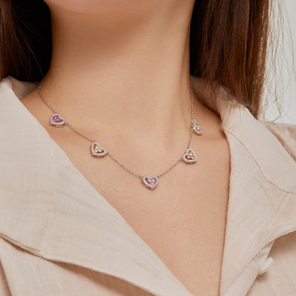 [ELAN LUXE]Sparkling Five Heart Necklace