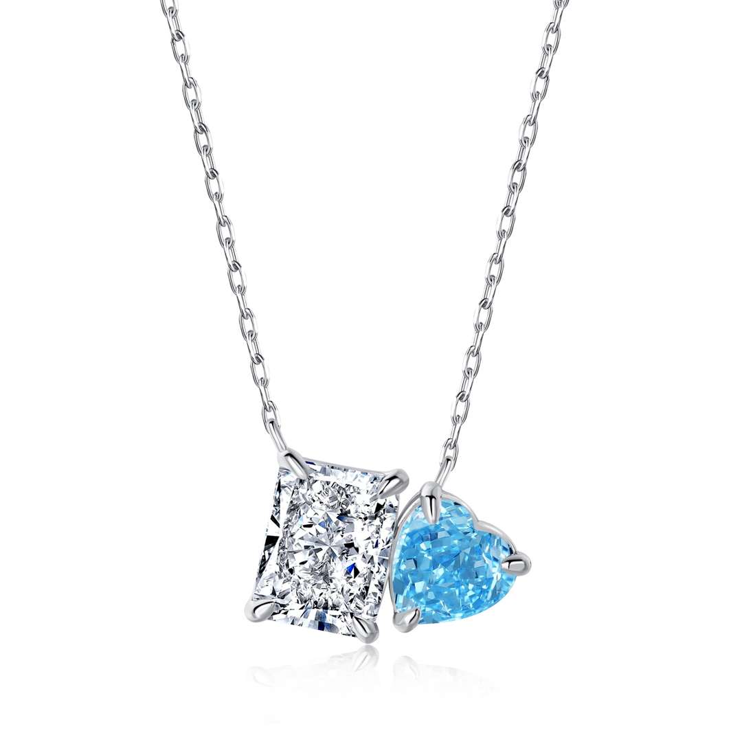 [ELAN LUXE]Dazzling Square & Heart Shape Necklace