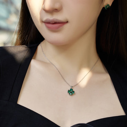 [ELAN LUXE]Heart-Shaped Four-Leaf Clover Bead Necklace