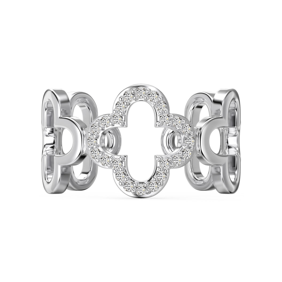 [ELAN LUXE]Hollow Design Four-Leaf Clover Flower Shape Ring