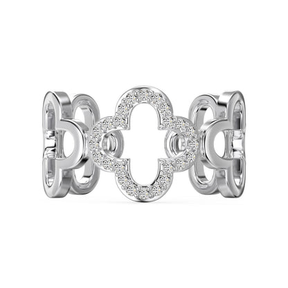 [ELAN LUXE]Hollow Design Four-Leaf Clover Flower Shape Ring
