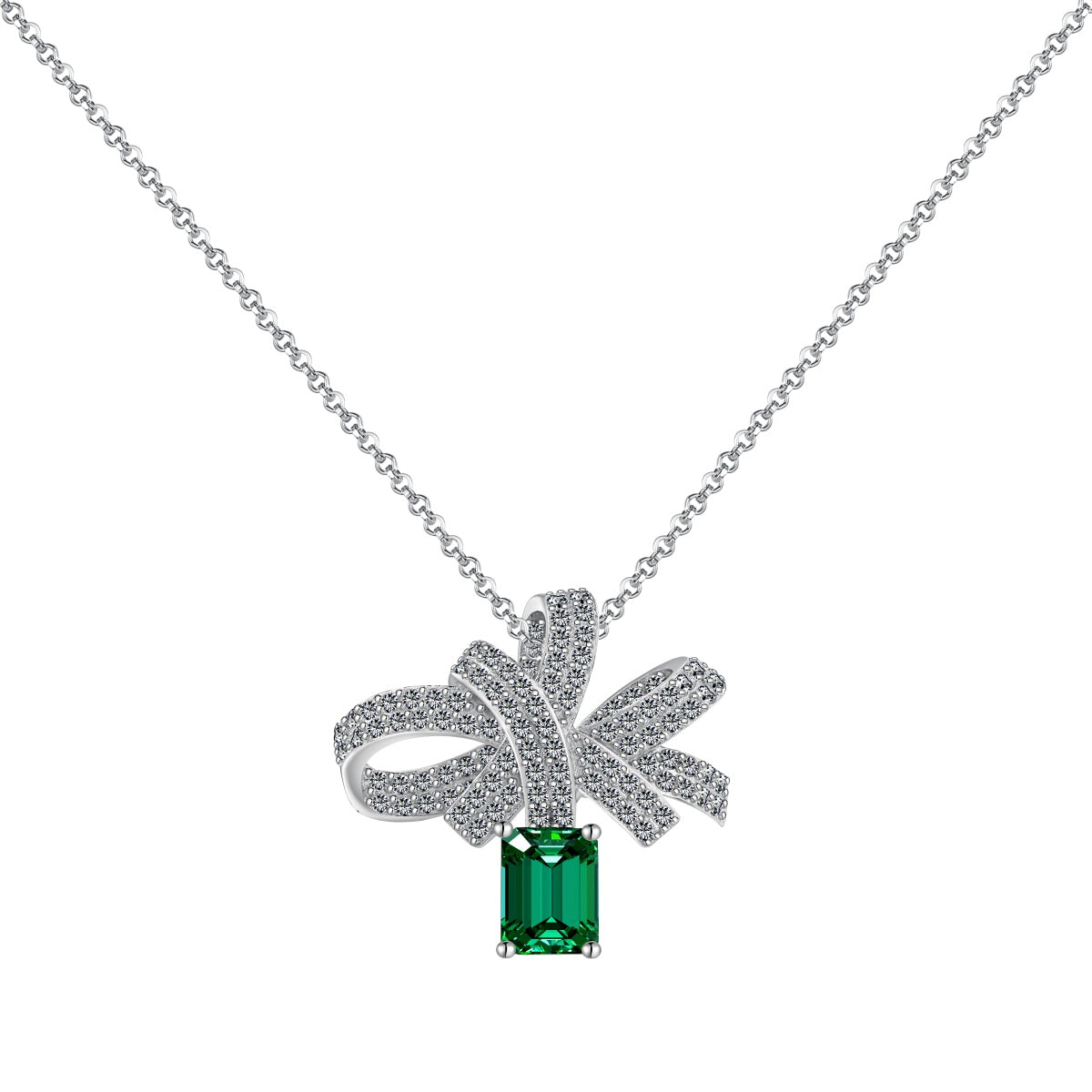 [ELAN LUXE]Luxurious Flower Shape Emerald Cut Necklace
