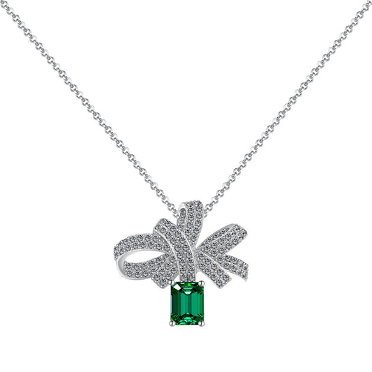 [ELAN LUXE]Luxurious Flower Shape Emerald Cut Necklace