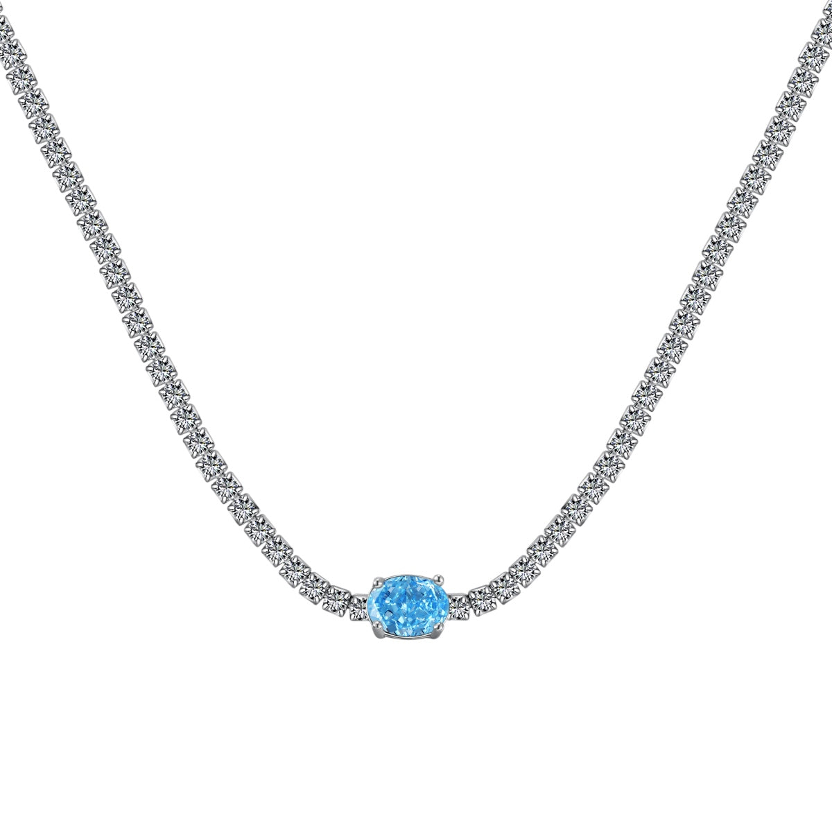 [ELAN LUXE]1.0 Carat Shining Oval Cut Necklace