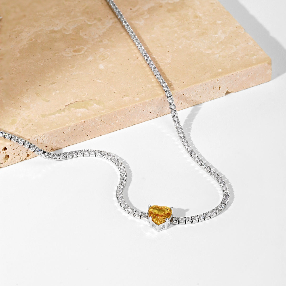 [ELAN LUXE]2.0 Carat Sparkling Tennis Heart Cut Necklace