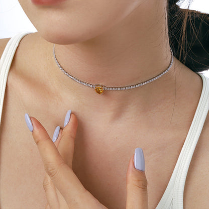 [ELAN LUXE]2.0 Carat Sparkling Tennis Heart Cut Necklace
