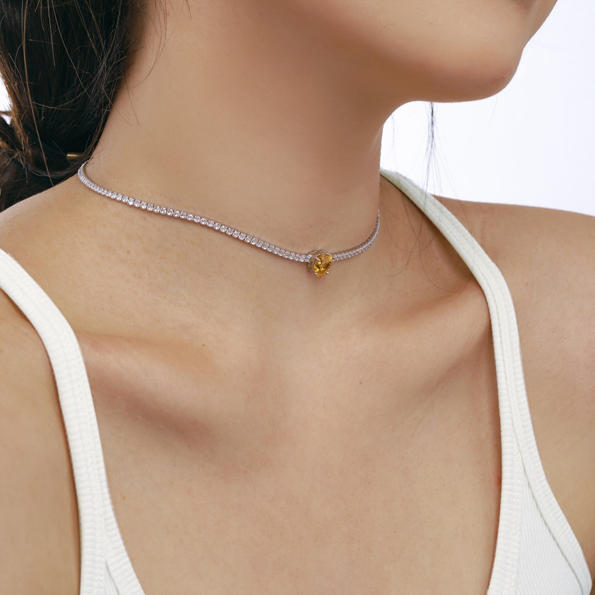 [ELAN LUXE]2.0 Carat Sparkling Tennis Heart Cut Necklace
