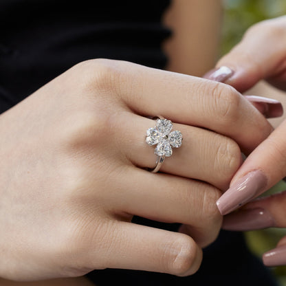 [ELAN LUXE]Heart-shaped Four-Leaf Clover Ball Ring