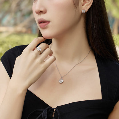 [ELAN LUXE]Heart-shaped Four-Leaf Clover Ball Ring