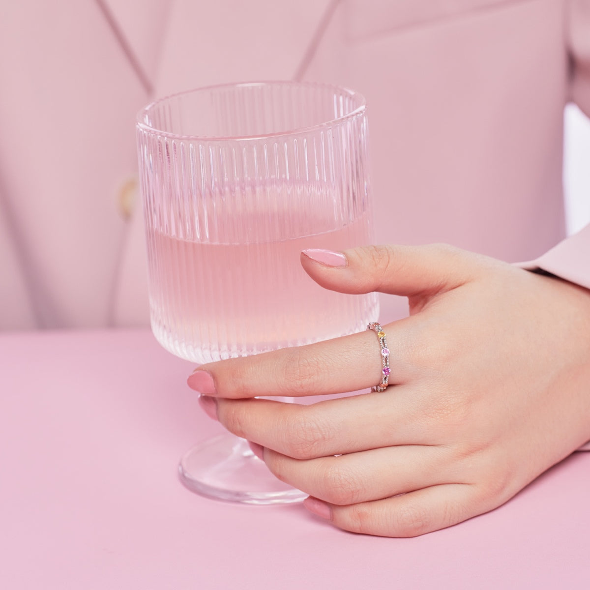 [ELAN LUXE]Sparkling Colorful Round Cut Tennis Ring