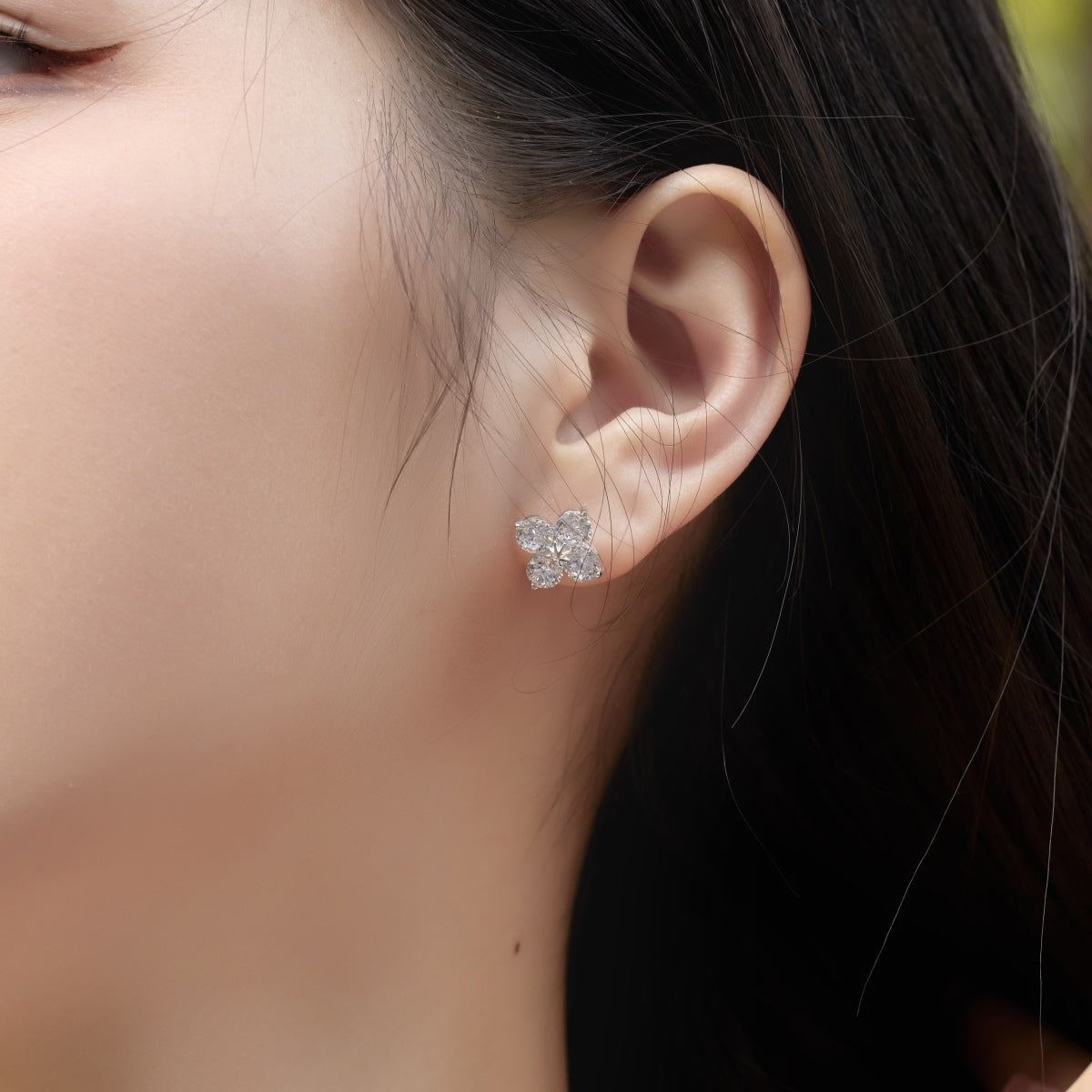 [ELAN LUXE]Four-Leaf Clover Eight-Pointed Star Earrings