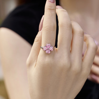 [ELAN LUXE]Heart-shaped Four-Leaf Clover Ball Ring