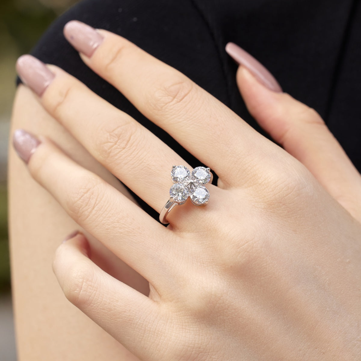 [ELAN LUXE]Four-Leaf Clover Eight-Pointed Star Ring