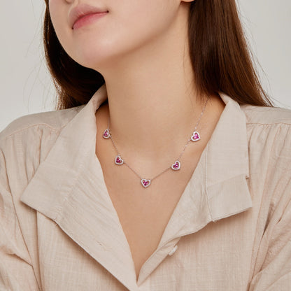[ELAN LUXE]Sparkling Five Heart Necklace