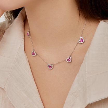 [ELAN LUXE]Sparkling Five Heart Necklace