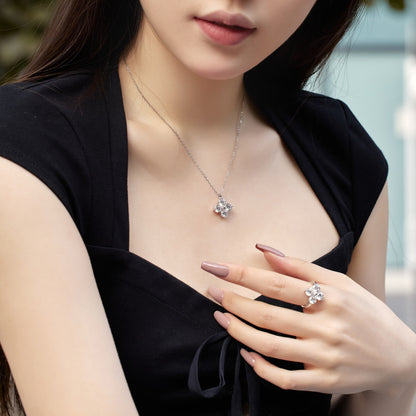 [ELAN LUXE]Four-Leaf Clover And Eight-Pointed Star Necklace