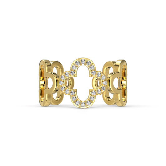 [ELAN LUXE]Hollow Design Four-Leaf Clover Flower Shape Ring