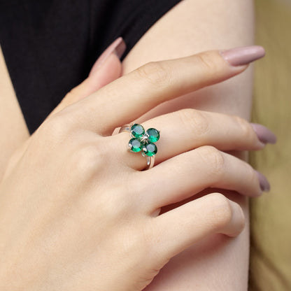 [ELAN LUXE]Four-Leaf Clover Eight-Pointed Star Ring