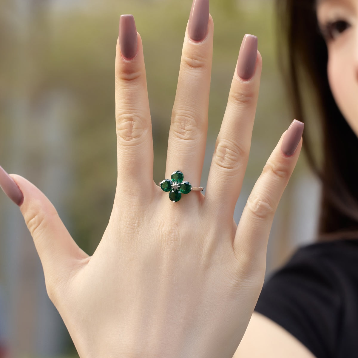 [ELAN LUXE]Four-Leaf Clover Eight-Pointed Star Ring