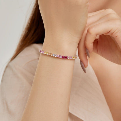 [ELAN LUXE]Radiant Colorful Round Cut Tennis Bracelet