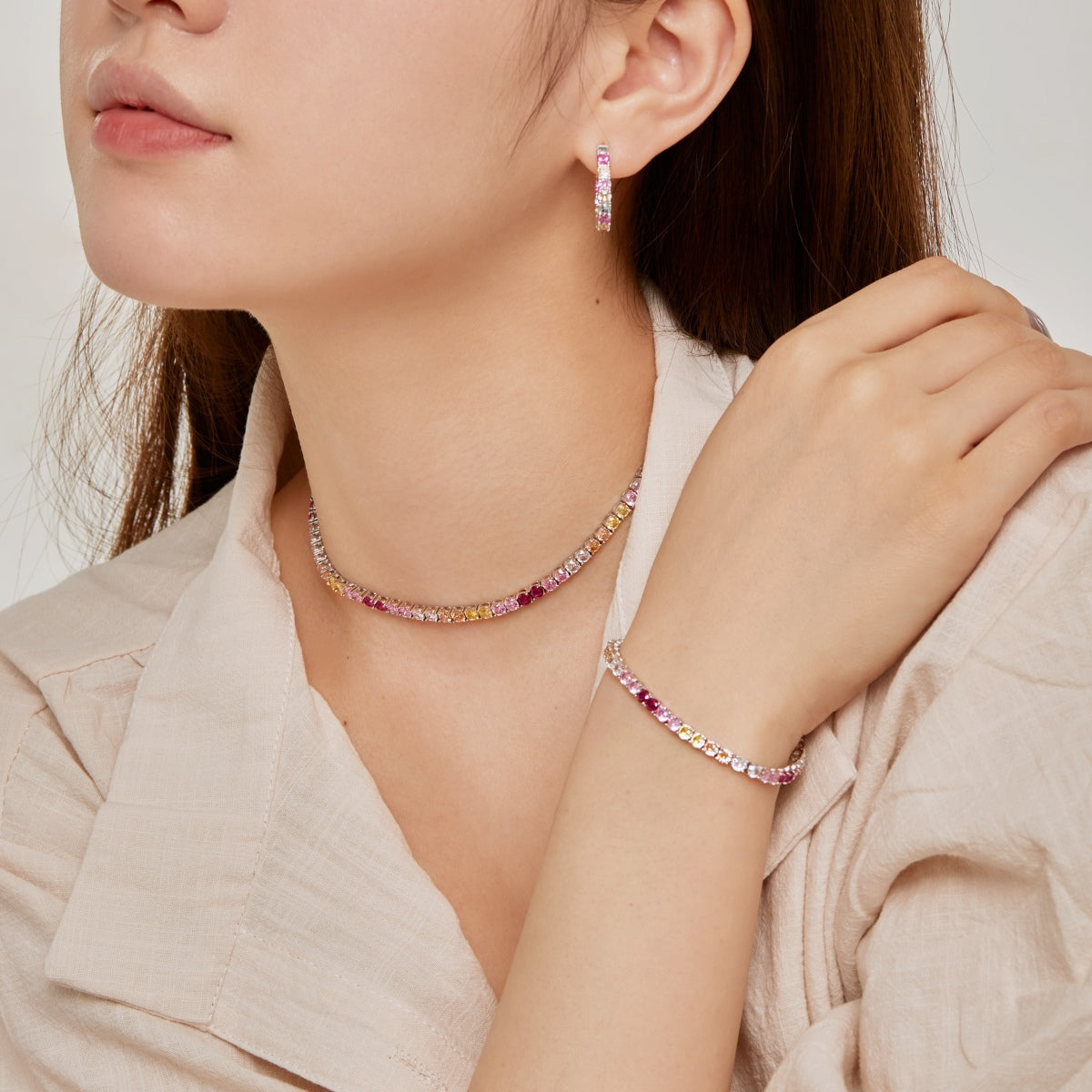 [ELAN LUXE]Radiant Colorful Round Cut Tennis Bracelet