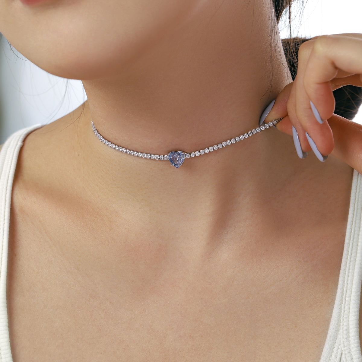 [ELAN LUXE]2.0 Carat Sparkling Tennis Heart Cut Necklace