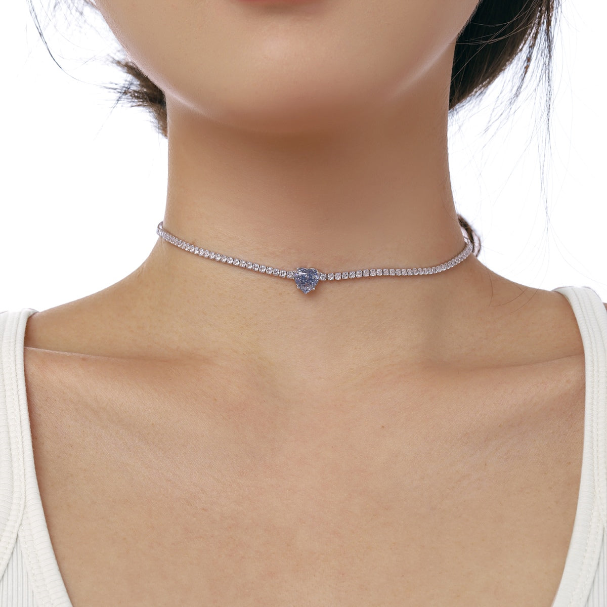 [ELAN LUXE]2.0 Carat Sparkling Tennis Heart Cut Necklace