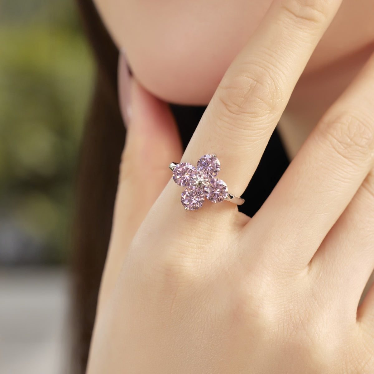 [ELAN LUXE]Four-Leaf Clover Eight-Pointed Star Ring