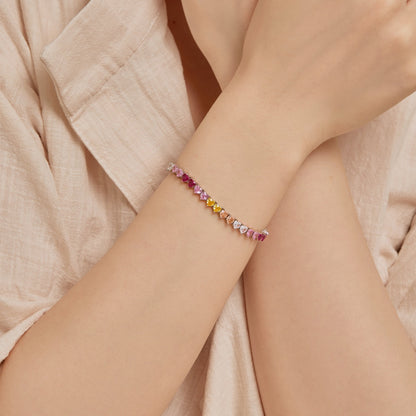 [ELAN LUXE]Luxurious Colorful Romantic Heart Shape Lover Bracelet