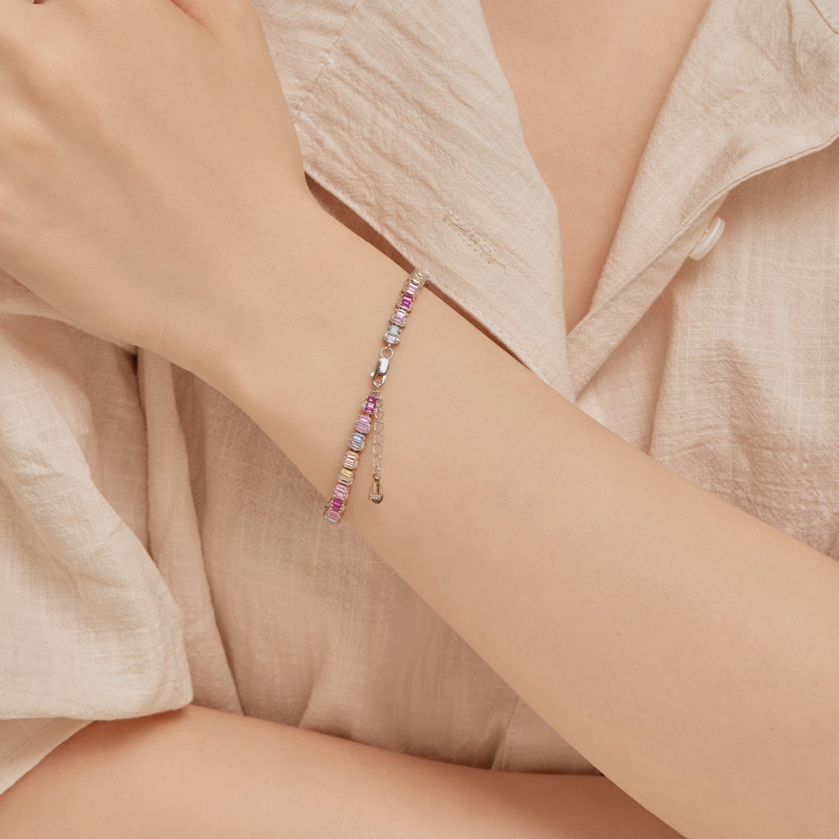 [ELAN LUXE]Delicate Colorful Emerald Cut Party Bracelet