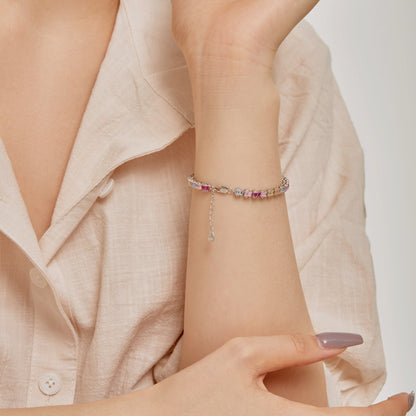[ELAN LUXE]Delicate Colorful Emerald Cut Party Bracelet