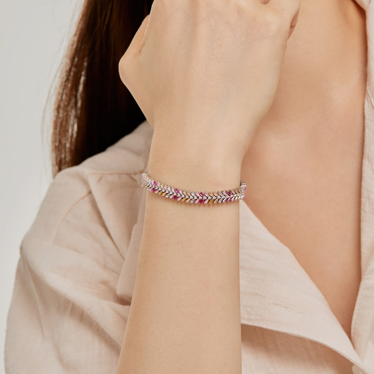 [ELAN LUXE]Dainty Radiant Emerald Cut Daily Bracelet