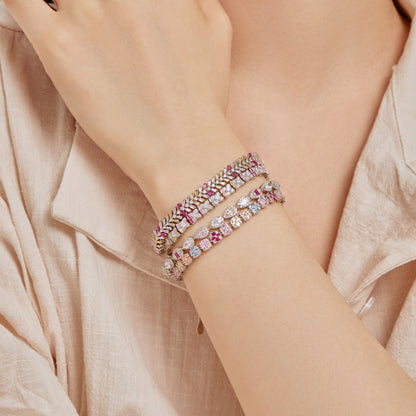 [ELAN LUXE]Delicate Colorful Emerald Cut Daily Bracelet
