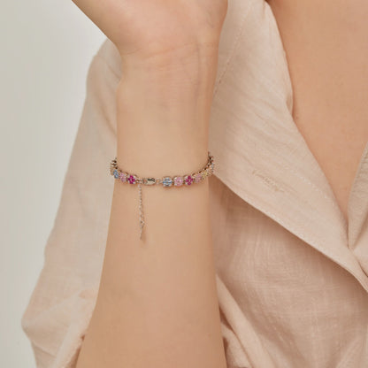 [ELAN LUXE]Delicate Colorful Emerald Cut Daily Bracelet