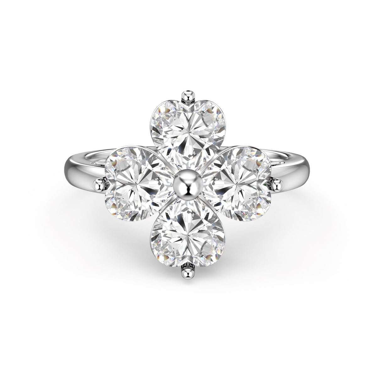 [ELAN LUXE]Heart-shaped Four-Leaf Clover Ball Ring