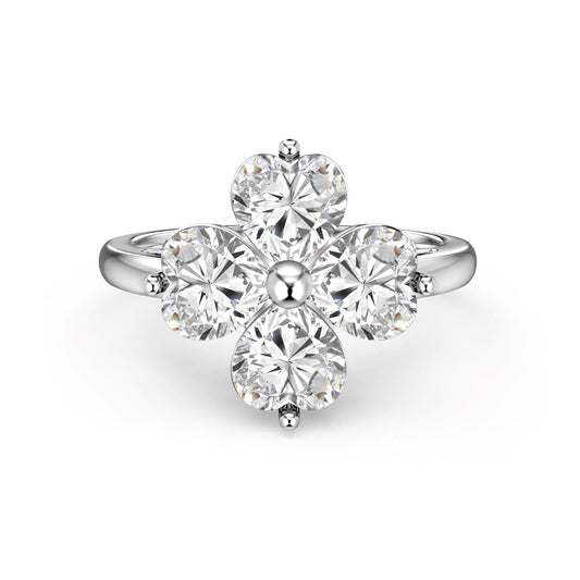 [ELAN LUXE]Heart-shaped Four-Leaf Clover Ball Ring