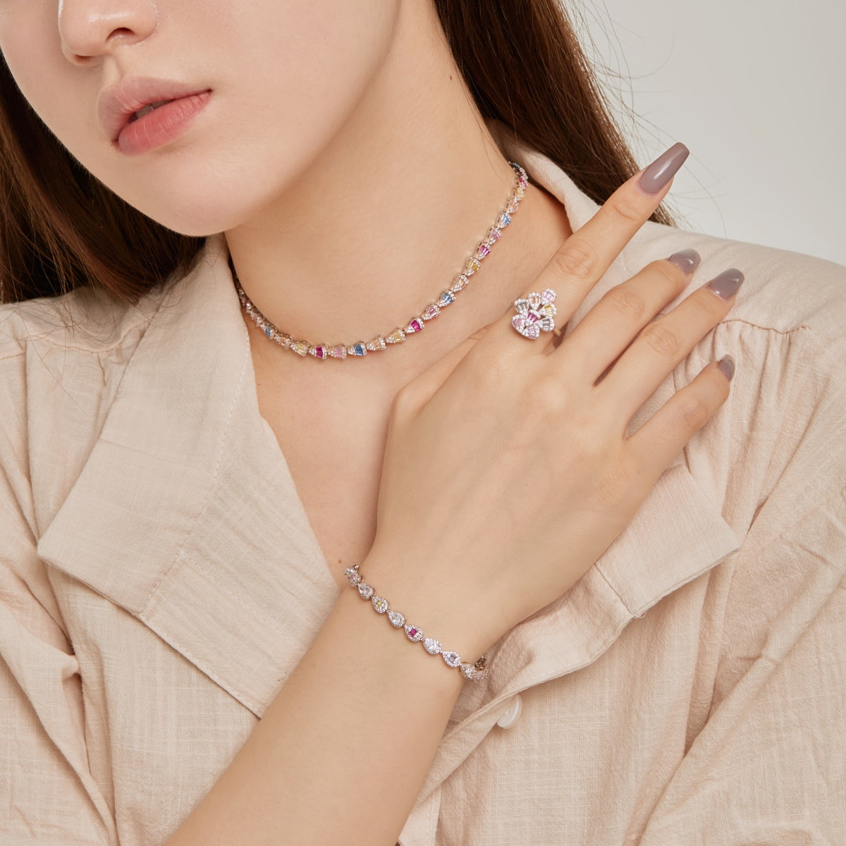 [ELAN LUXE]0.25 Carat Radiant Water Drop Shape Daily Bracelet