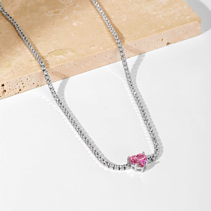 [ELAN LUXE]2.0 Carat Sparkling Tennis Heart Cut Necklace